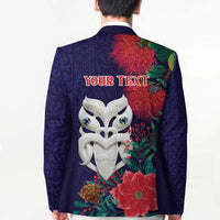 Maori Wheku Meri Kirihimete Personalised Blazer All Blue Indigenous Maori Motif - Polynesian Pride