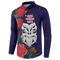Maori Wheku Meri Kirihimete Personalised Button Sweatshirt All Blue Indigenous Maori Motif LT9 - Polynesian Pride