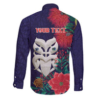 Maori Wheku Meri Kirihimete Personalised Family Matching Mermaid Dress and Hawaiian Shirt All Blue Indigenous Maori Motif - Polynesian Pride