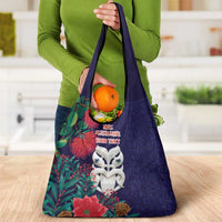 Maori Wheku Meri Kirihimete Personalised Grocery Bag All Blue Indigenous Maori Motif - Polynesian Pride