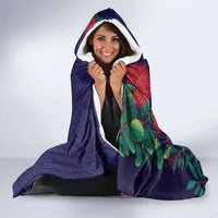 Maori Wheku Meri Kirihimete Personalised Hooded Blanket All Blue Indigenous Maori Motif - Polynesian Pride
