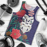 Maori Wheku Meri Kirihimete Personalised Men Tank Top All Blue Indigenous Maori Motif - Polynesian Pride