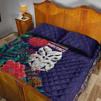Maori Wheku Meri Kirihimete Personalised Quilt Bed Set All Blue Indigenous Maori Motif - Polynesian Pride