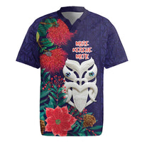 Maori Wheku Meri Kirihimete Personalised Rugby Jersey All Blue Indigenous Maori Motif - Polynesian Pride