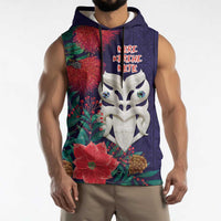 Maori Wheku Meri Kirihimete Personalised Sleeveless Hoodie All Blue Indigenous Maori Motif - Polynesian Pride