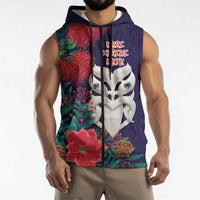 Maori Wheku Meri Kirihimete Personalised Sleeveless Zip Hoodie All Blue Indigenous Maori Motif - Polynesian Pride