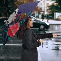 Maori Wheku Meri Kirihimete Personalised Umbrella All Blue Indigenous Maori Motif - Polynesian Pride