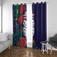 Maori Wheku Meri Kirihimete Personalised Window Curtain All Blue Indigenous Maori Motif - Polynesian Pride