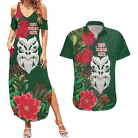 Maori Wheku Meri Kirihimete Personalised Couples Matching Summer Maxi Dress and Hawaiian Shirt All Green Indigenous Maori Motif LT9 Green - Polynesian Pride