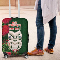 Maori Wheku Meri Kirihimete Personalised Luggage Cover All Green Indigenous Maori Motif - Polynesian Pride