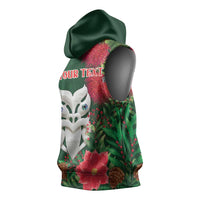 Maori Wheku Meri Kirihimete Personalised Sleeveless Hoodie All Green Indigenous Maori Motif - Polynesian Pride