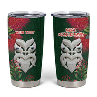 Maori Wheku Meri Kirihimete Personalised Tumbler Cup All Green Indigenous Maori Motif - Polynesian Pride