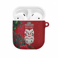 Maori Wheku Meri Kirihimete Personalised AirPods Case All Red Indigenous Maori Motif - Polynesian Pride