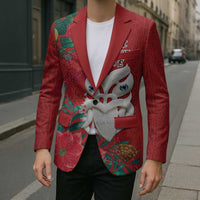 Maori Wheku Meri Kirihimete Personalised Blazer All Red Indigenous Maori Motif - Polynesian Pride