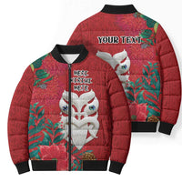 Maori Wheku Meri Kirihimete Personalised Bomber Puffer Jacket All Red Indigenous Maori Motif - Polynesian Pride
