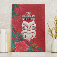 Maori Wheku Meri Kirihimete Personalised Canvas Wall Art All Red Indigenous Maori Motif - Polynesian Pride