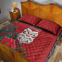 Maori Wheku Meri Kirihimete Personalised Quilt Bed Set All Red Indigenous Maori Motif - Polynesian Pride