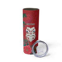 Maori Wheku Meri Kirihimete Personalised Skinny Tumbler All Red Indigenous Maori Motif - Polynesian Pride