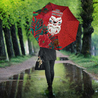 Maori Wheku Meri Kirihimete Personalised Umbrella All Red Indigenous Maori Motif - Polynesian Pride