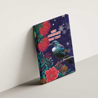 Tui Meri Kirihimete Personalised Canvas Wall Art Pohutukawa Flowers Blue Motif - Polynesian Pride