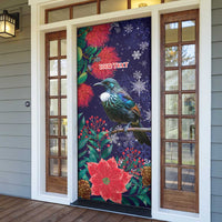 Tui Meri Kirihimete Personalised Door Cover Pohutukawa Flowers Blue Motif - Polynesian Pride