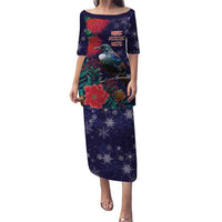 Tui Meri Kirihimete Personalised Puletasi Pohutukawa Flowers Blue Motif - Polynesian Pride