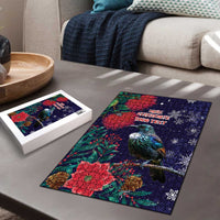 Tui Meri Kirihimete Personalised Puzzle Pohutukawa Flowers Blue Motif - Polynesian Pride