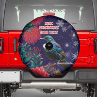 Tui Meri Kirihimete Personalised Spare Tire Cover Pohutukawa Flowers Blue Motif - Polynesian Pride