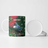 Tui Meri Kirihimete Personalised Ceramic Mug Pohutukawa Flowers Green Motif - Polynesian Pride