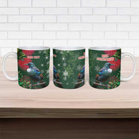 Tui Meri Kirihimete Personalised Ceramic Mug Pohutukawa Flowers Green Motif - Polynesian Pride