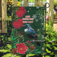 Tui Meri Kirihimete Personalised Garden Flag Pohutukawa Flowers Green Motif - Polynesian Pride