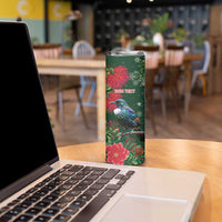Tui Meri Kirihimete Personalised Skinny Tumbler Pohutukawa Flowers Green Motif - Polynesian Pride
