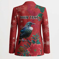 Tui Meri Kirihimete Personalised Blazer Pohutukawa Flowers Red Motif - Polynesian Pride
