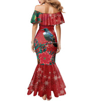 Tui Meri Kirihimete Personalised Mermaid Dress Pohutukawa Flowers Red Motif - Polynesian Pride