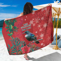 Tui Meri Kirihimete Personalised Sarong Pohutukawa Flowers Red Motif - Polynesian Pride