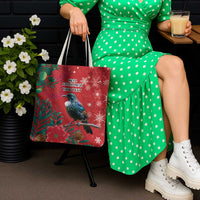 Tui Meri Kirihimete Personalised Tote Bag Pohutukawa Flowers Red Motif - Polynesian Pride