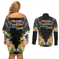 Pasifika Vibes Festival 2024 Auckland Couples Matching Off Shoulder Short Dress and Long Sleeve Button Shirt LT9 - Polynesian Pride