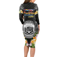 Pasifika Vibes Festival 2024 Long Sleeve Bodycon Dress Kanaka Maoli With Hawaiian Islands LT9 - Polynesian Pride