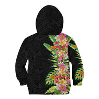 Hawaii Tropical Flowers Tribal Pattern Kid Hoodie No1 LT9 - Polynesian Pride