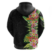 Hawaii Tropical Flowers Tribal Pattern Zip Hoodie No1 LT9 - Polynesian Pride