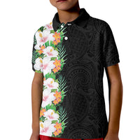 Hawaii Tropical Flowers Tribal Pattern Kid Polo Shirt No3 LT9 Kid Black - Polynesian Pride