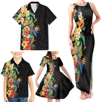 Hawaii Tropical Flowers Tribal Pattern Family Matching Tank Maxi Dress and Hawaiian Shirt No5 LT9 - Polynesian Pride