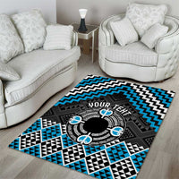Personalised Aotearoa Niho Taniwha Motif Area Rug Blue Style