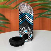 Personalised Aotearoa Niho Taniwha Motif 4 in 1 Can Cooler Tumbler Blue Style