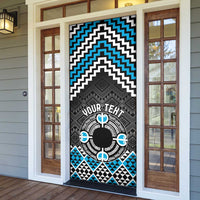 Personalised Aotearoa Niho Taniwha Motif Door Cover Blue Style - Polynesian Pride