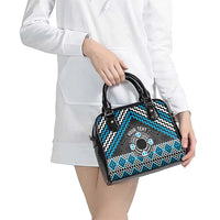 Personalised Aotearoa Niho Taniwha Motif Shoulder Handbag Blue Style
