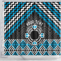 Personalised Aotearoa Niho Taniwha Motif Shower Curtain Blue Style