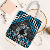 Personalised Aotearoa Niho Taniwha Motif Tote Bag Blue Style - Polynesian Pride