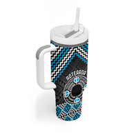 Personalised Aotearoa Niho Taniwha Motif Tumbler With Handle Blue Style