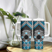 Personalised Aotearoa Niho Taniwha Motif Tumbler With Handle Blue Style